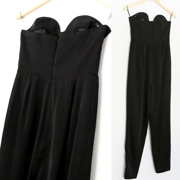 Keepsake Hearts On Fire Pant Suit Jumpsuit S Black Strapless Corset Pocket $190 - Picture 14 of 16